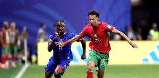 قضية “الجنسية المزدوجة” تشتعل خلال القمة المغربية الهولندية لكأس العالم 2026 أتلانتا ، جورجيا - 24 يونيو: يواجه المغربي أنس صلاح الدين رقم 26 تحديًا من قبل لويسيوس ديدسون الهايتي رقم 11 خلال مباراة المجموعة الثالثة لكأس العالم 2026 FIFA بين المغرب وهايتي في ملعب أتلانتا في 24 يونيو 2026 في أتلانتا ، جورجيا. داريان تراينور / غيتي إيماجز / وكالة الصحافة الفرنسية (تصوير داريان تراينور / غيتي إيماجز أمريكا الشمالية / غيتي إيماجز عبر وكالة فرانس برس)